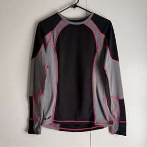 Cabelas Long Sleeve Base Layer Top Black Pink and Gray Women’s Size Medium Reg